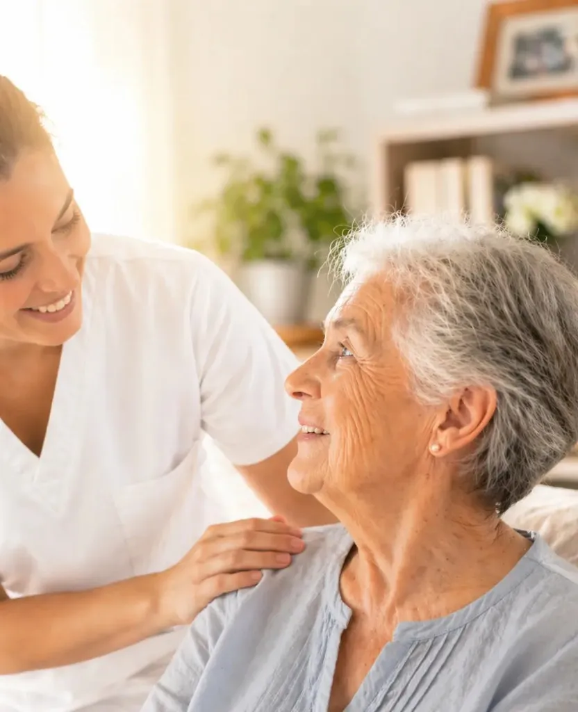 An Arcadia caregiver supporting an older adult at home